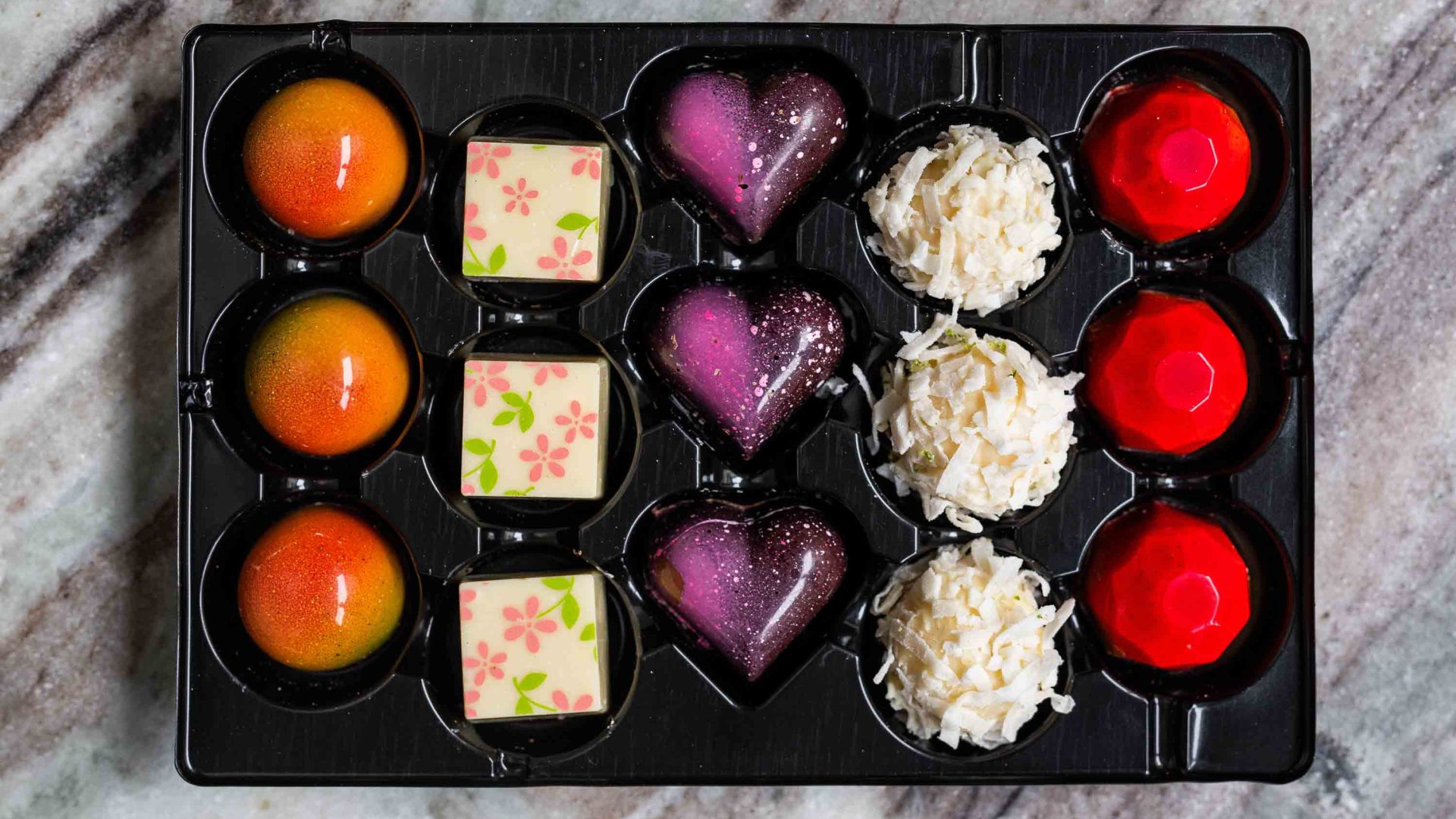 A selection of artisanal chocolates.