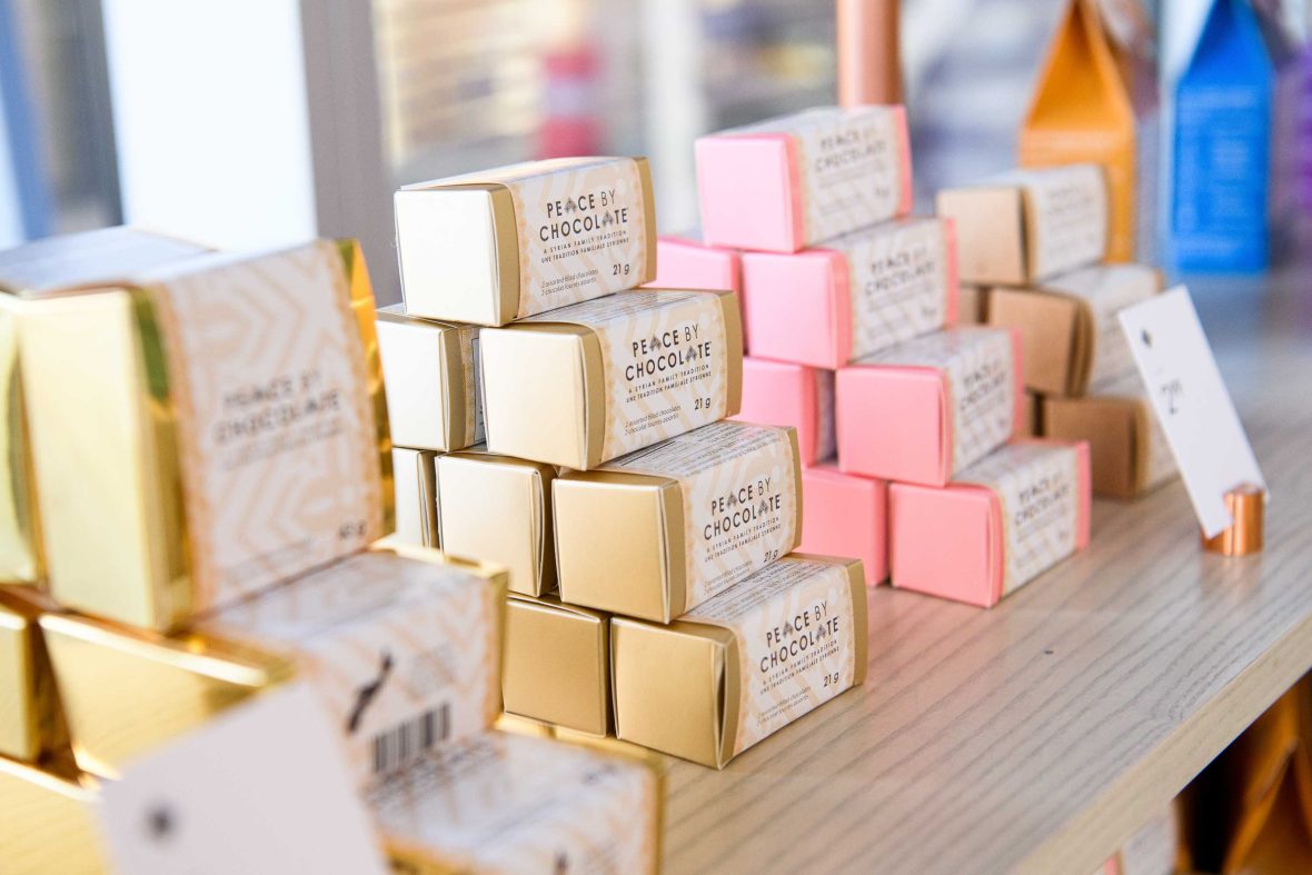 Assorted gift boxes of chocolates.
