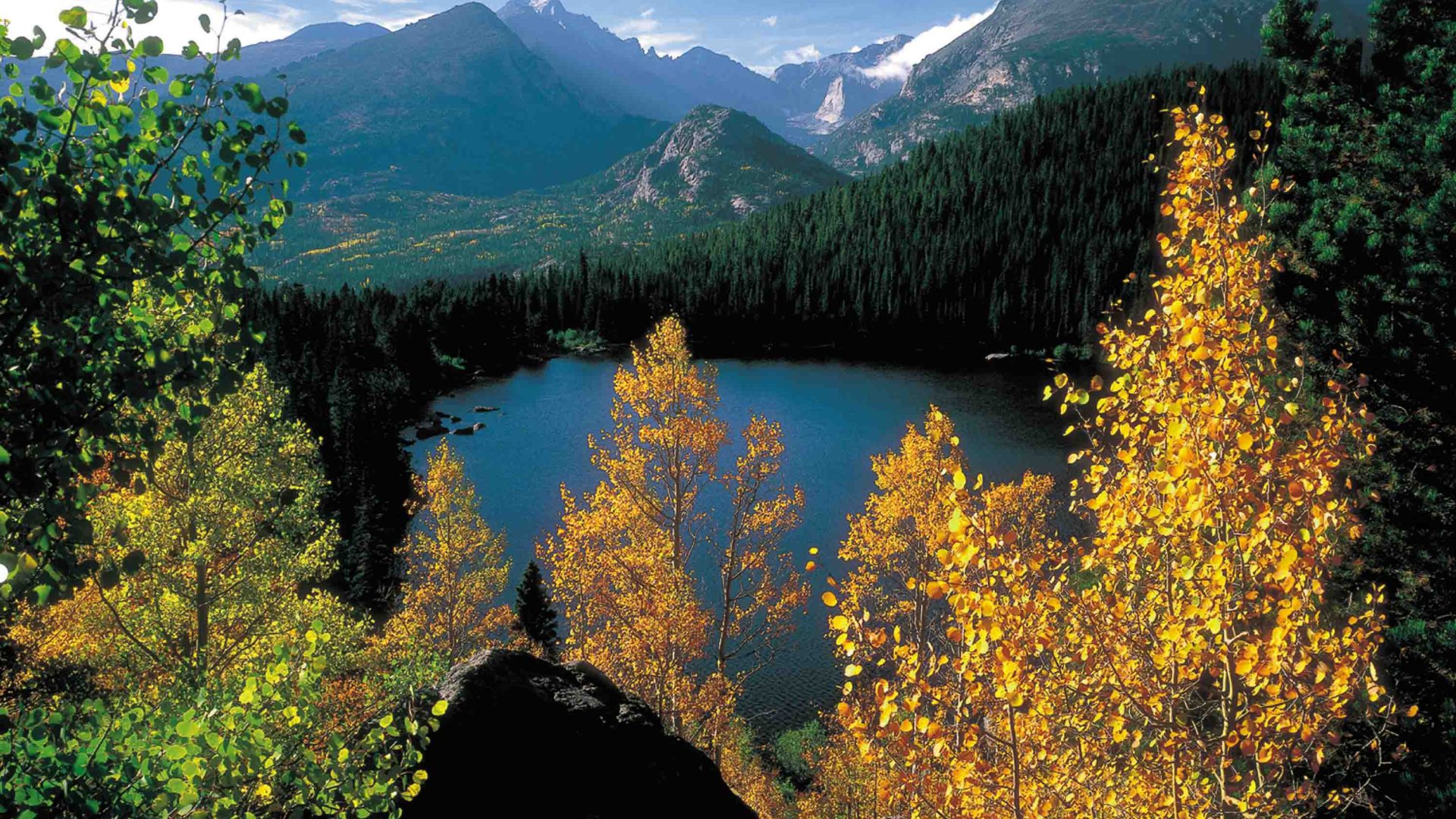 Lake and mountains in Rocky Mountain National Park.